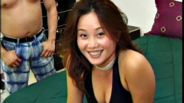 Sexy Asian babe has her first interracial threesome