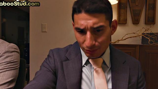 Taboo college twink in uniform sucks stepbro's cock 