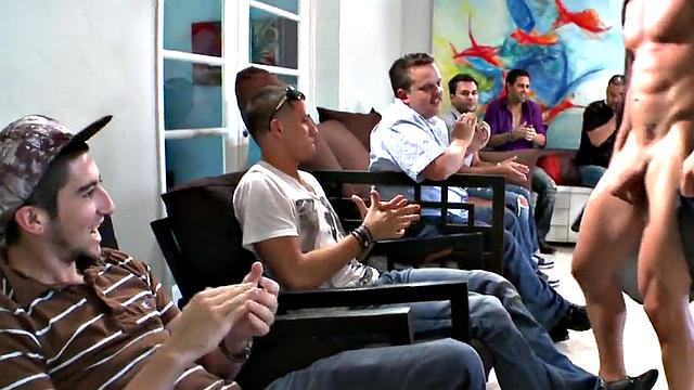 Public cumshower by stripper