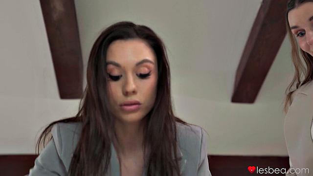 Lesbian MILF brings toy to work