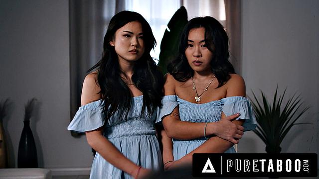 PURE TABOO Asian Stepsisters Lulu Chu & Kimmy Kimm Fulfill Stepdad's Fantasy