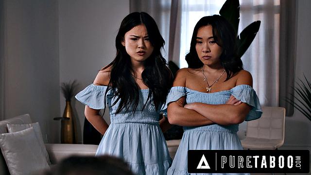 азиатские сводные сестры лулу чу и кимми кимм заводят отчима