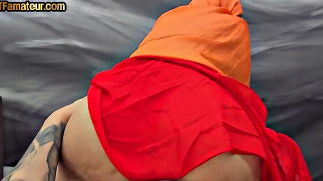 Arab amateur babe riding POV after teasing