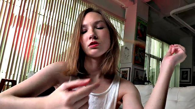 Titfucked babe rubbing her pussy on cock after POV