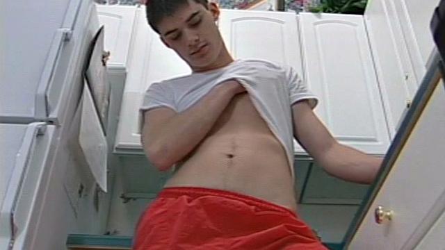 Cameron Kelley is a very cute and dark haired 20 year old with a nice 8.5 inch cock swinging between his legs. Once naked, he starts stroking himself and soon he's too busy concentrating on his dick to watch the action