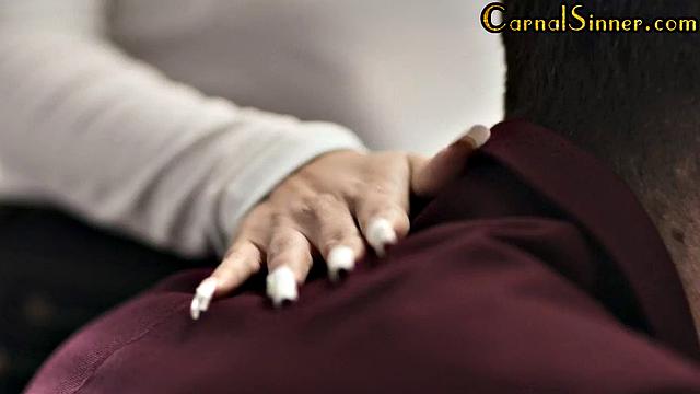 Naughty babe bouncing on lover's dick