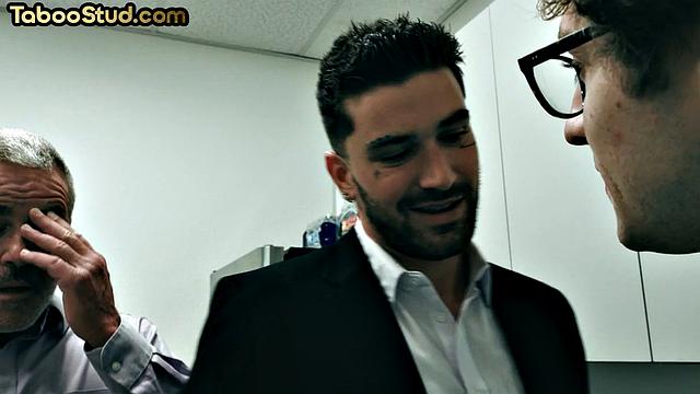 Nasty jock gets doggyfucked in erotic 3some