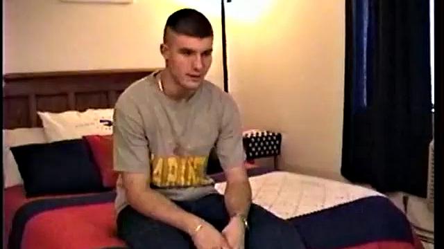 C.J. дрочит толстый член и заливает себя спермой