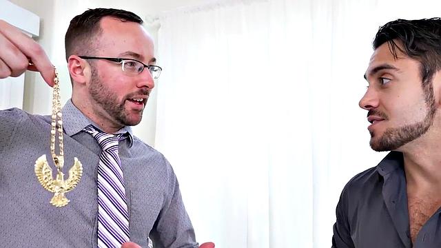 Mesmerized stud rimmed by boss in office after colleague's BJ