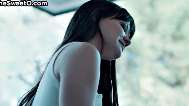 Petite babe doggystyled in kitchen