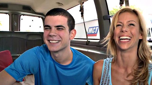 Blindfolded skinny guy gets gay BJ in public van outdoor