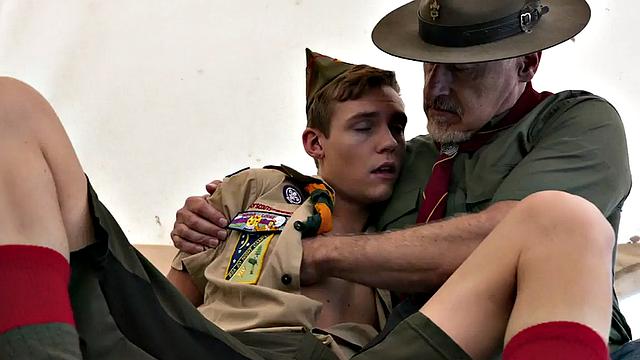 Gaydaddy scout fucks 21yo skinny bottom outdoors in tent