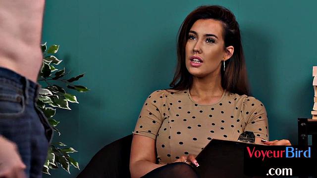 CFNM babe teases wanking dude during casting