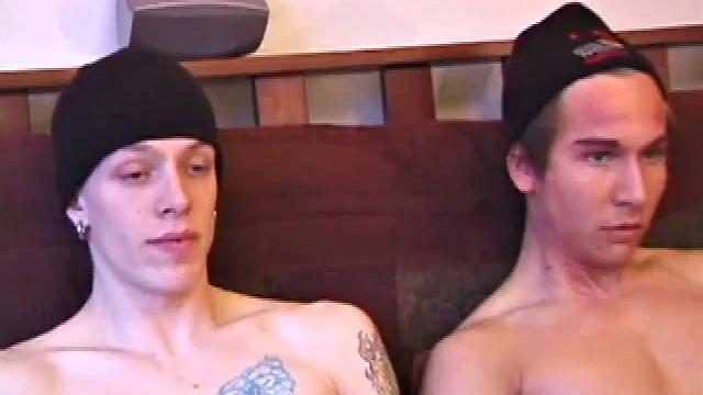 Shane and Brock start watching a porn video, while getting themselves ready for the task at hand. Hands find their way into their pants. Cock in hand, Brock strokes and soon both he and Shane are stripping naked.