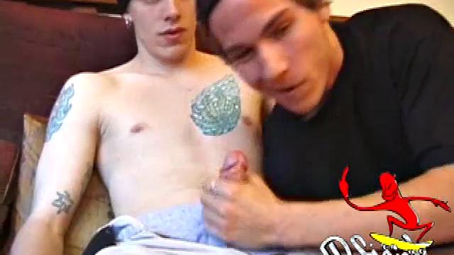 Shane and Brock start watching a porn video, while getting themselves ready for the task at hand. Hands find their way into their pants. Cock in hand, Brock strokes and soon both he and Shane are stripping naked.