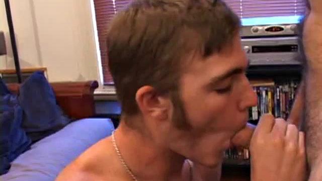 While they watch a porn on the TV, Rock and Christian swap some spit and get naked. Rock goes down on Christian and sucks his cock hard. After Christian reciprocates, they 69 on the floor.