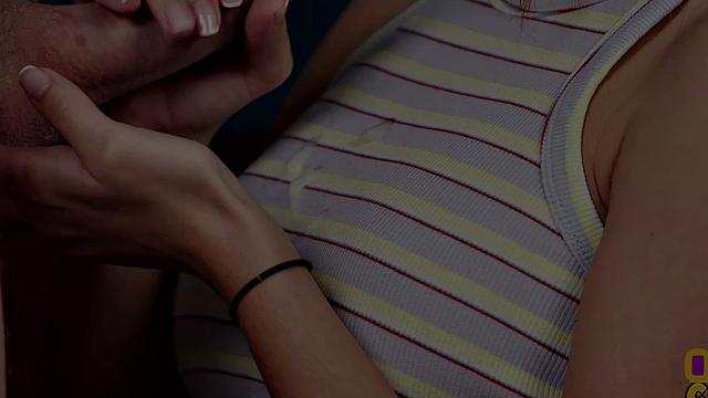 CFNM teen in heels n nylons blows and jerks cock to cumshot