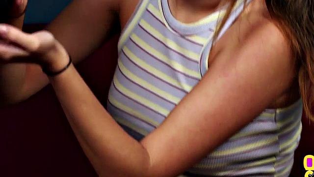 CFNM teen in heels n nylons blows and jerks cock to cumshot