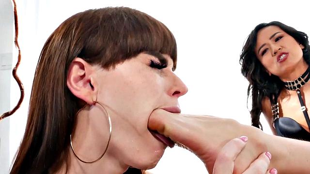 Subject Strapon Fucked by Asia Domina in Foot Fetish