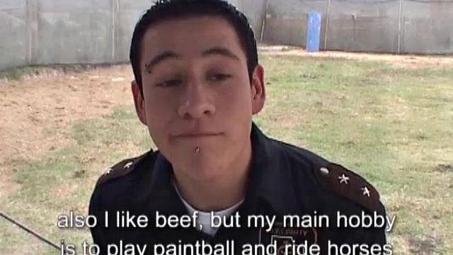 After enjoying a few rounds of paint ball, Gustavo heads home to enjoy some self-pleasuring on his bed. The Latino strips out of his clothes and grabs his big uncut cock.