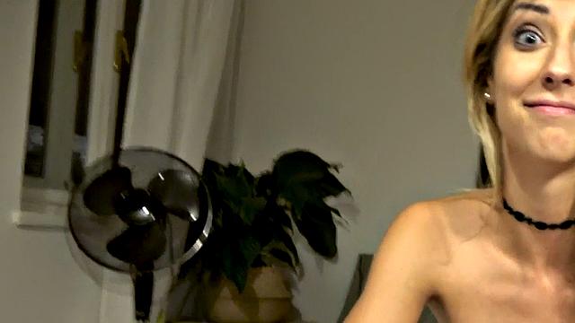 Amateur anal babe riding cock at home after sucking