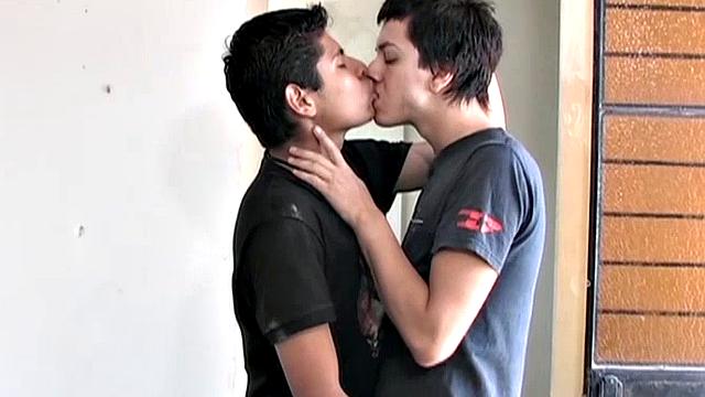 Young Latinos Angel and Javier want to play and go looking for a private place. There, the two waste no time kissing and getting their cocks out.