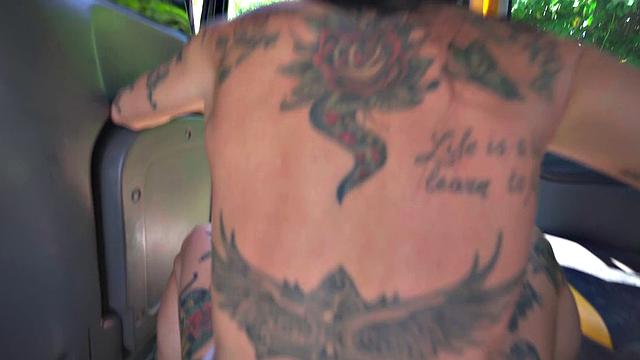 Tattooed slut gets roughed up and drilled hard with dildo and big tits bouncing