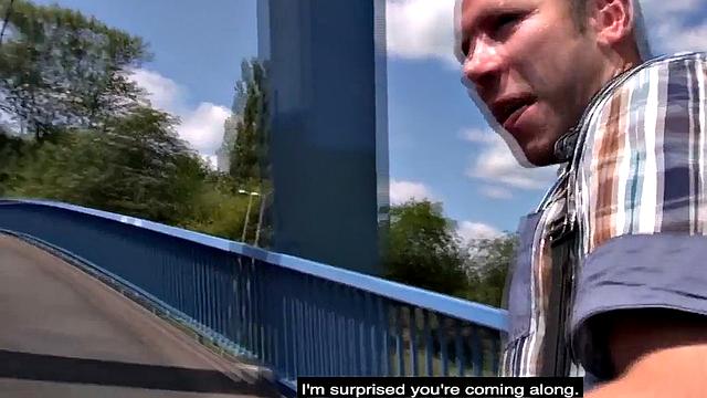 Public Asian babe gets fucked outdoors by German sex date