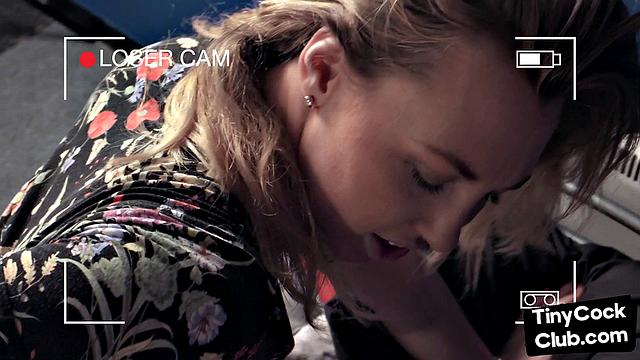 Euro IR babe fucked in front of voyeur with tiny cock