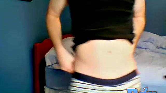 Aaron teases and strokes for viewers in a solo gay show
