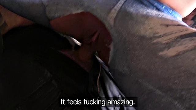 Watch this tattooed slut in denim jeans fuck a cop's truncheon in POV