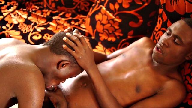 Ebony twink sucks dick before breeding in ethnic duo