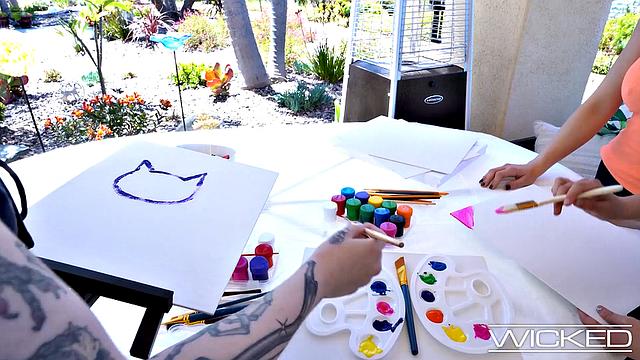 Wicked - Jane Wilde Mixes Art With Anal Dildo Shoving Into Brunette's Ass