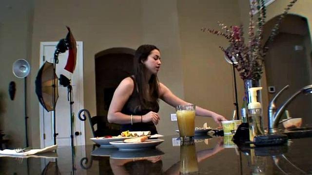 Ball sucking teen chews gum off sack