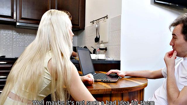 SISPORN. Boring dinner ends for blonde and her stepbro with awesome sex