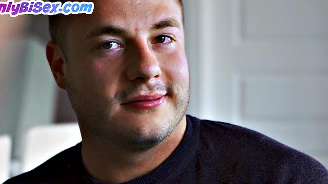 Strapon bisex ginger babe in 3way after blowjob