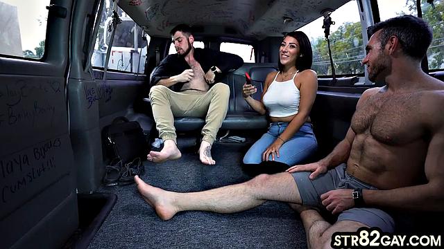 Busty horny straight guy fingered by jock