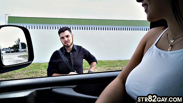 Busty horny straight guy fingered by jock