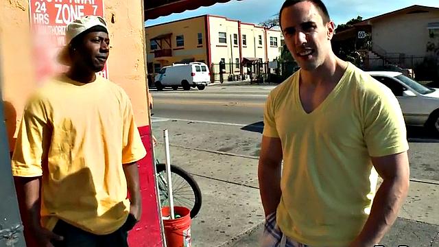 Ebony pierced bottom fucked outdoor by white stud