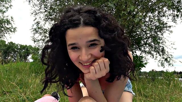 Spanish amateur with pierced pussy pounded hard outside