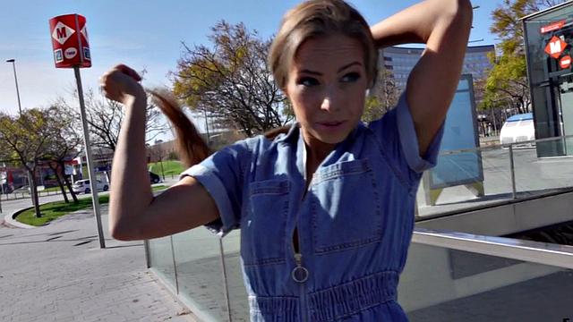 Pickup tanned babe in outdoor fuck after casting