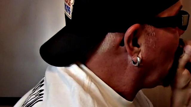 Gloryhole dude sucks hard cock while stroking it