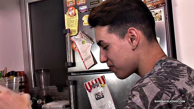 Twinks Evan and Kaleb are hanging out in the kitchen and it becomes obvious they have no interest in cooking. Small talk turns to kissing, as the boys strip out of their clothes.