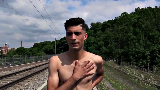 Straight gym jock outdoor bareback in hairy asshole