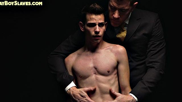 Oiled 21yo sub gets dominant HJ by tall DILF in suit