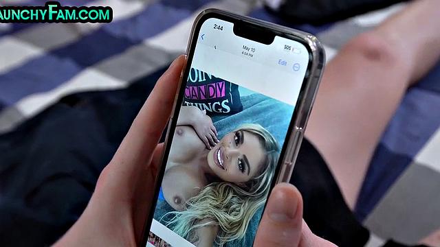 Stunning stepmom gets facial in threesome