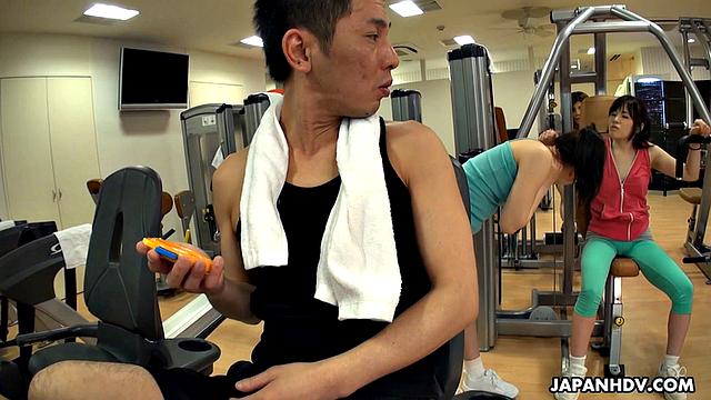 Tomomi Nakama fucked hard at the gym by a time watch