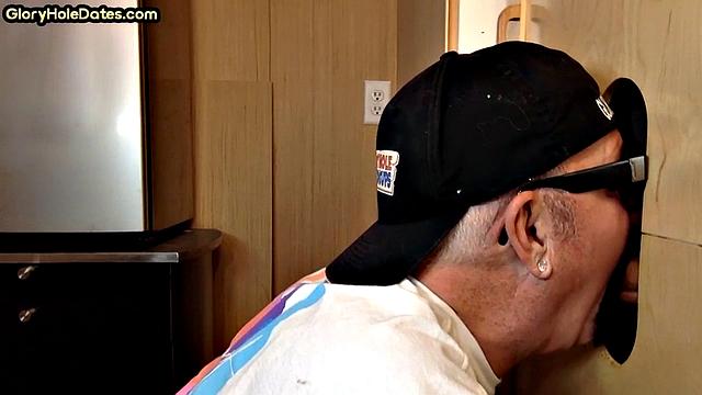 Gloryhole DILF sucks rod in homemade BJ adventure