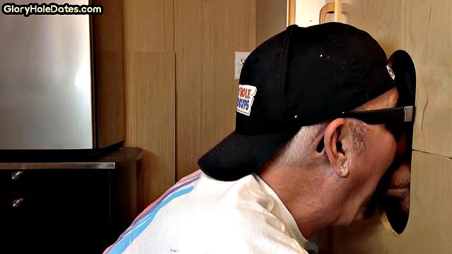 Gloryhole DILF sucks rod in homemade BJ adventure