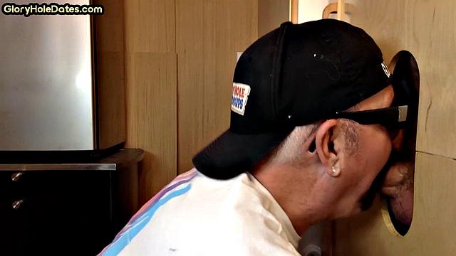 Gloryhole DILF sucks rod in homemade BJ adventure